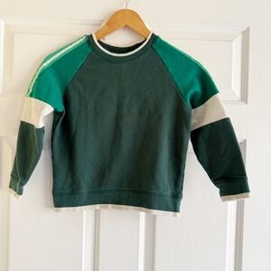 Hanna Andersson Green White Stripe Raglan‎ Sleeve Sweatshirt Kids Size US 6-7
